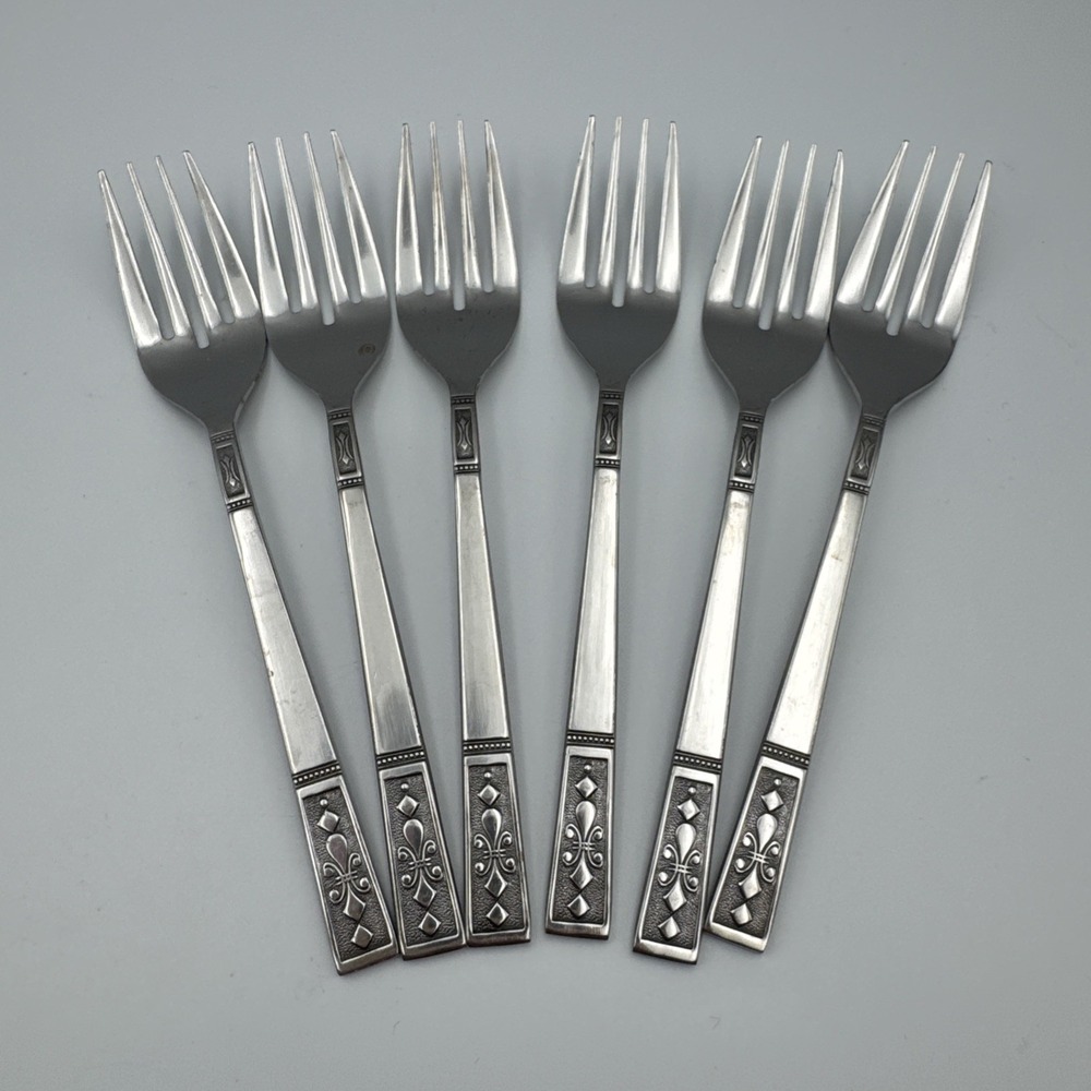 MCM Set 6 Salad Forks Interpur Cortina Stainless Made in Japan
